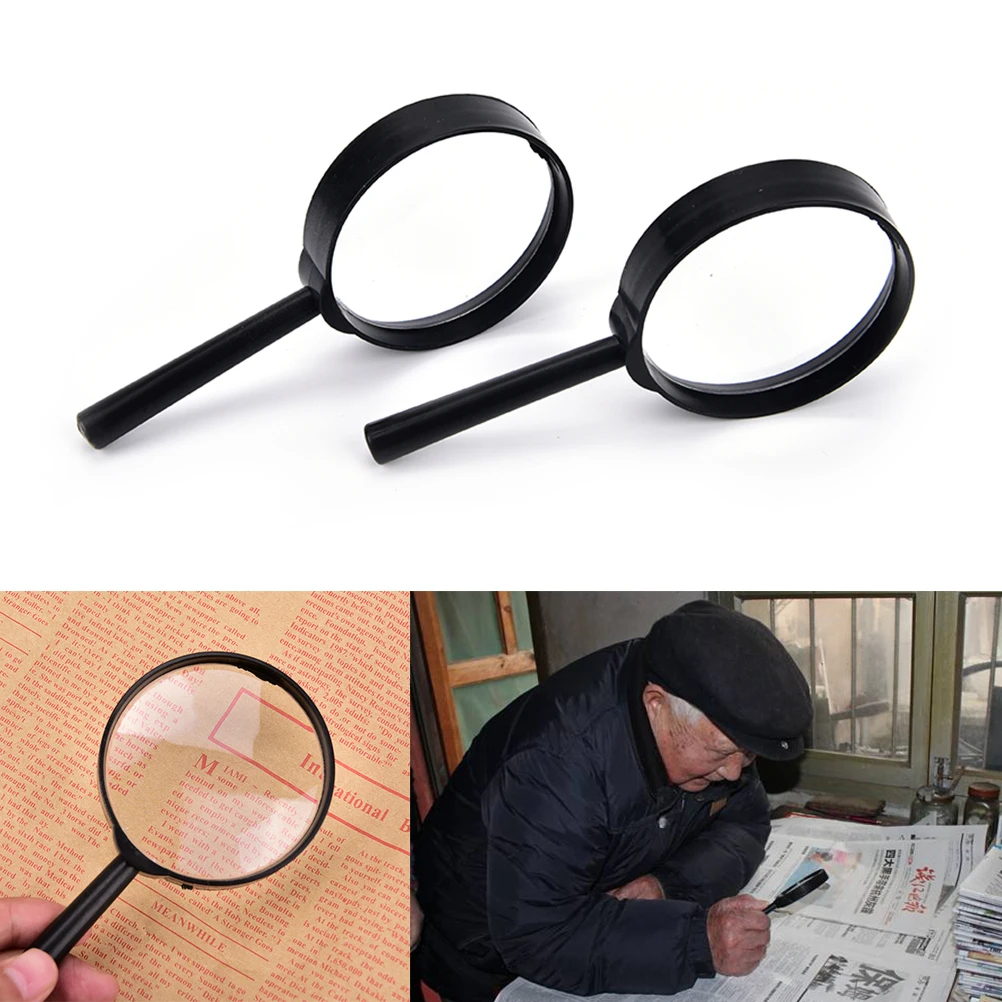 New-1Pcs Magnifier 60mm Handheld 5X Magnifying Glass Handheld Low Vision Reading