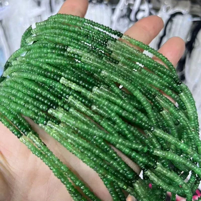 7A TSAVORITE gradient GREEN Roundelle 2.5-3MM   for DIY jewelry making  loose beads 40CM  FPPJ wholesale  nature gemstone