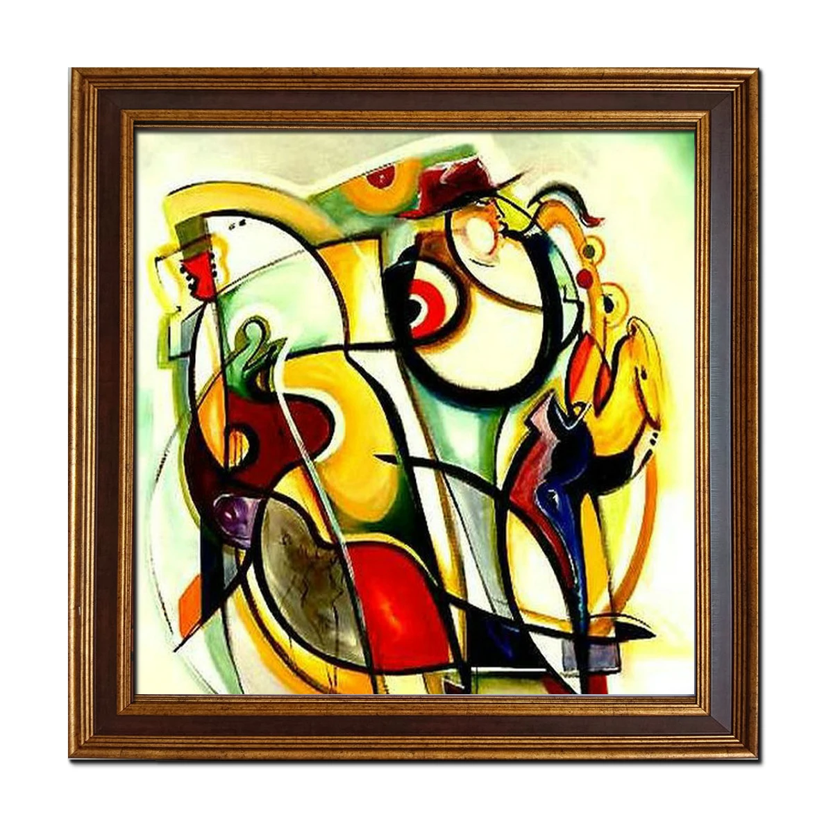 

Golden Framed-Colorful Music Abstract Figure Hand painted Oil Painting Reproduction On Canvas Modern Wall Art Home Decor