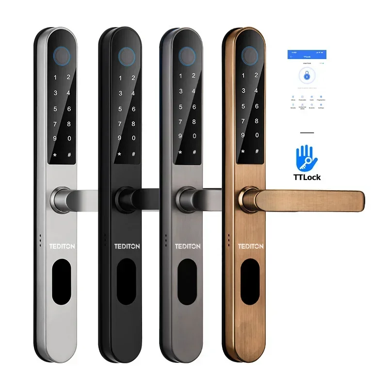 

007 Factory Price Smart Handle Door Lock Biometric Keyless Glass Door Aluminum Sliding Smart Door Lock With Fingerprint