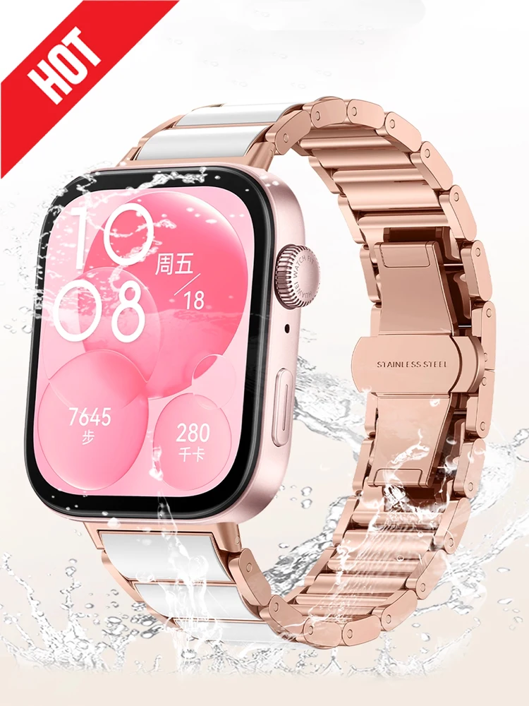 Ceramic Band For Huawei Watch Fit 4 Pro/4/3 Accessories Stainless Steel Correa belt pulseira Bracelet Huawei Watch fit 4 Strap