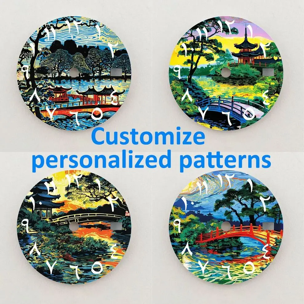 Циферблат NH35, озерный древний строительный циферблат, 28,5 мм, циферблат с арабскими цифрами, подходит для NH35/36, запасные части для часов с механизмом, индивидуальный логотип