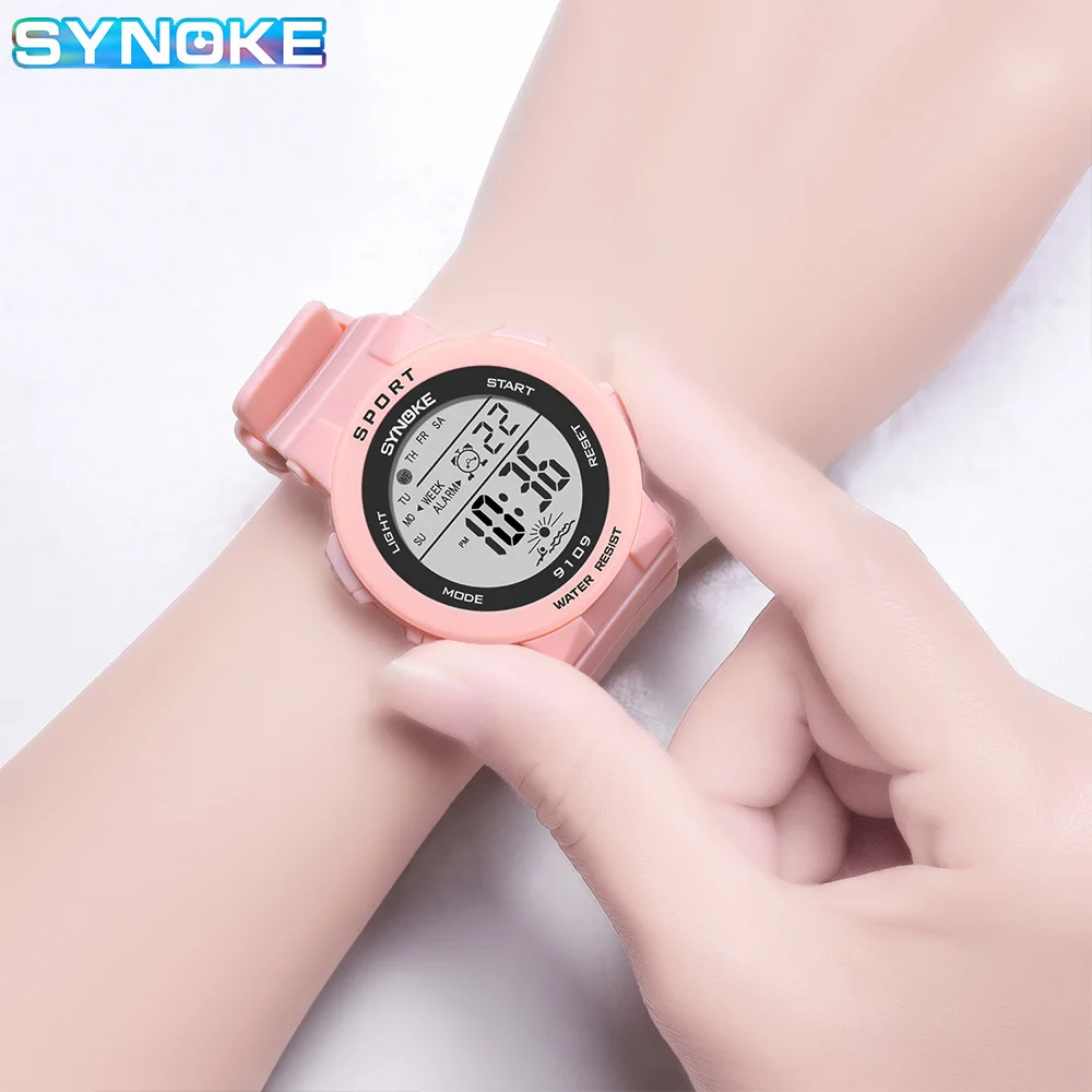 SYNOKE Student Sport Watches For Kids Colorful Electronic Watches 50M Waterproof Clock Children Digital Watch For Boys Girls