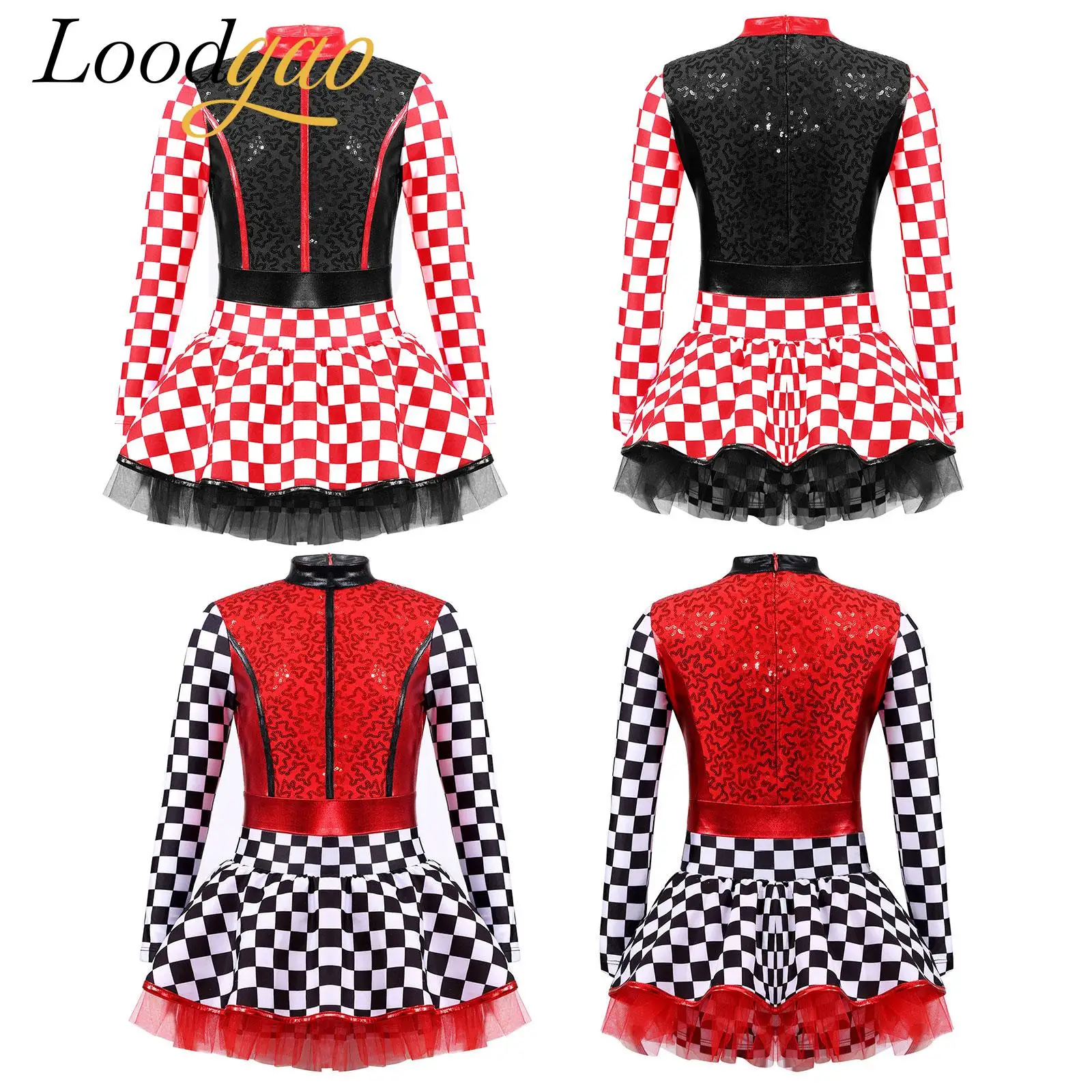 

Girls Cosplay Driver Racer Costume Sequins Tutu Leotards Dress for Halloween Carnival Party Dresses Fancy Dress