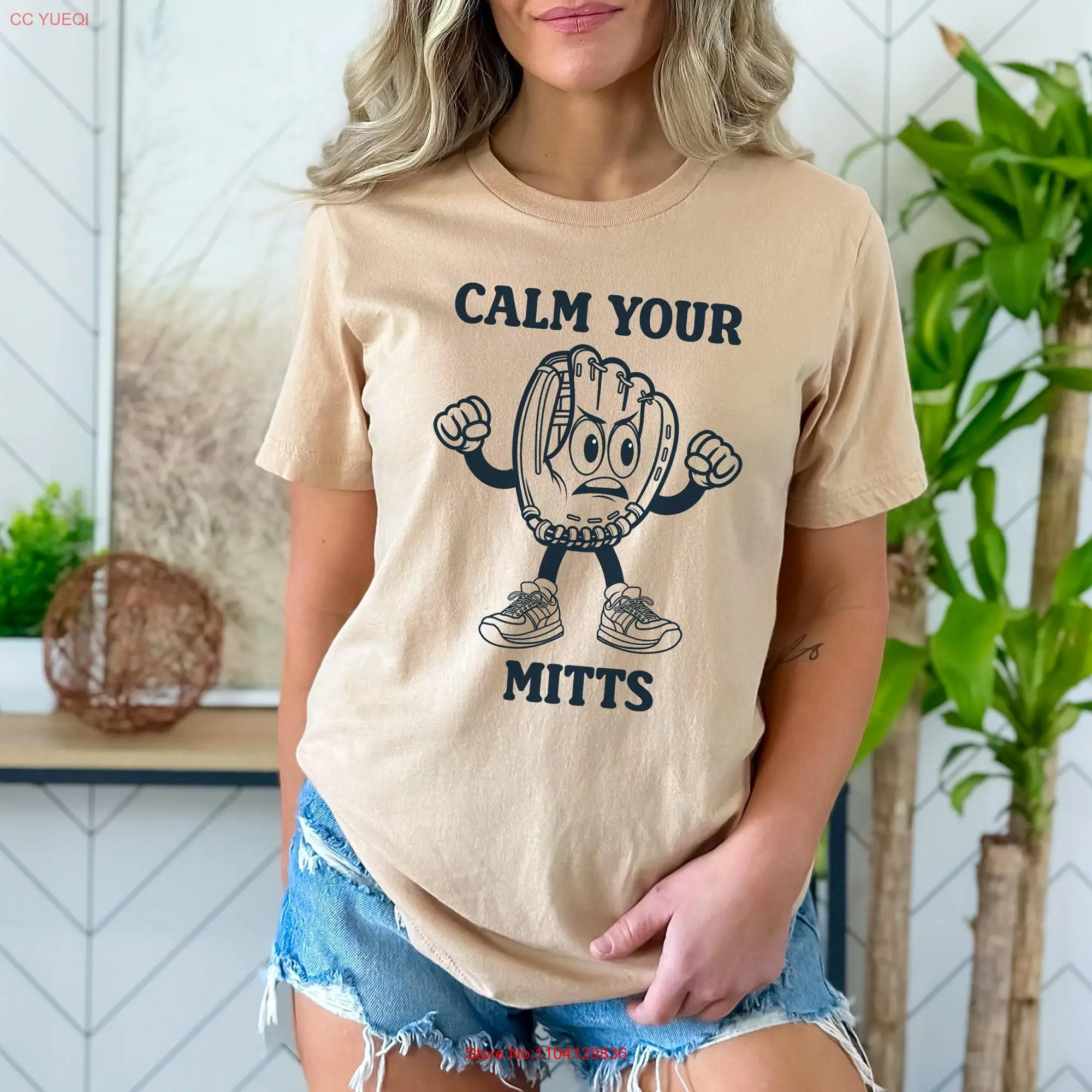 Calm Your Mitts T Shirt Baseball Game Day mom For Women Sports Mothers Family long or short sleeves