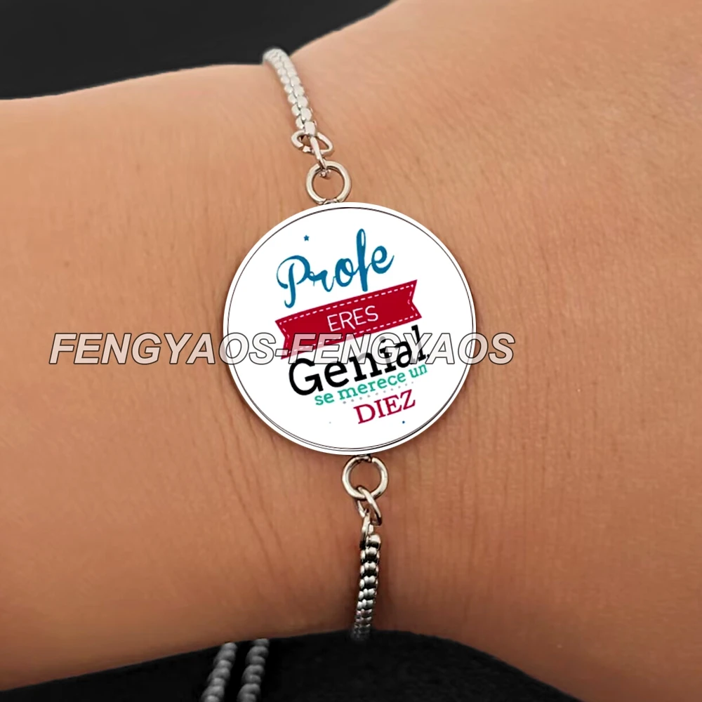 Stainless Steel Spanish The Best Teacher Bracelet Lovely Gift for Teacher's Day Best Gifts for Graduation Season