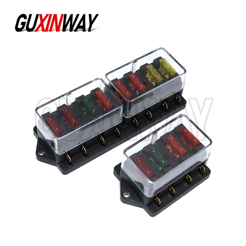 4/6/8/10/12 Way Car Fuse Box Car Fuse Holder Car Truck Auto Blade Fuse Box with 4/6/8/10 Fuses for 12V 24V ATO Standard Circuit