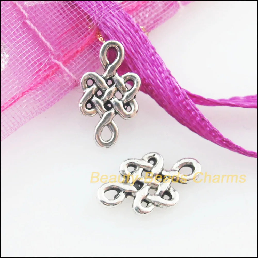 120 New Connectors Chinese Knote Tibetan Silver Color Charms 6x10.5mm