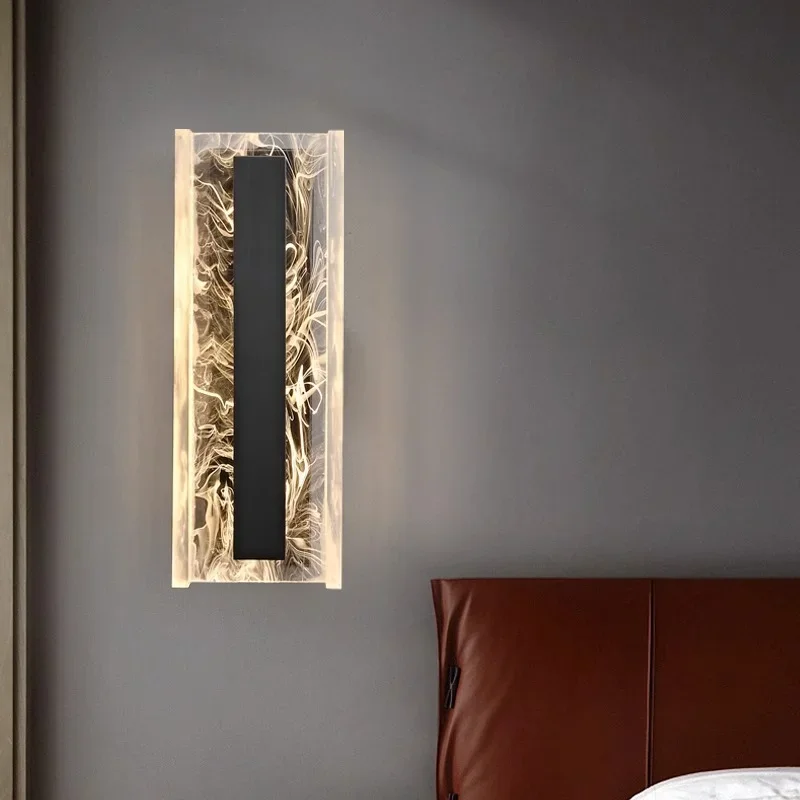 Lampada da parete interamente in rame di lusso nordico leggero, lampada da comodino per camera da letto, lampada da parete moderna e semplice per corridoio