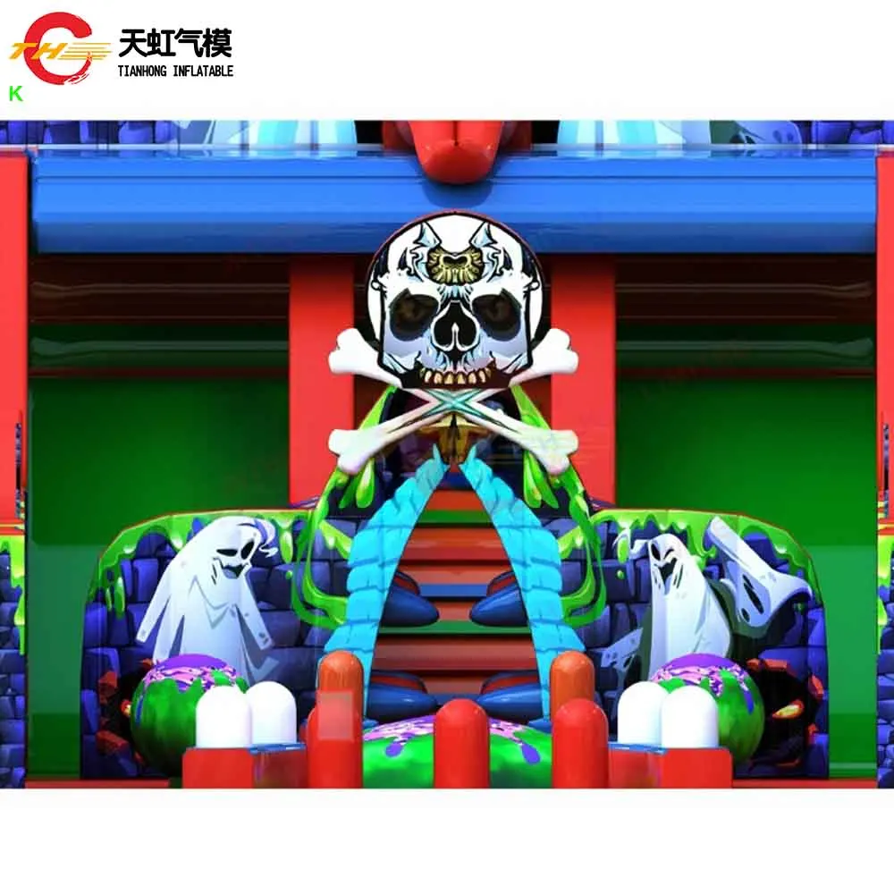 Komercyjna dmuchana zjeżdżalnia z motywem ducha, dmuchany park rozrywki na Halloween, duża dmuchana zabawka tematyczna.