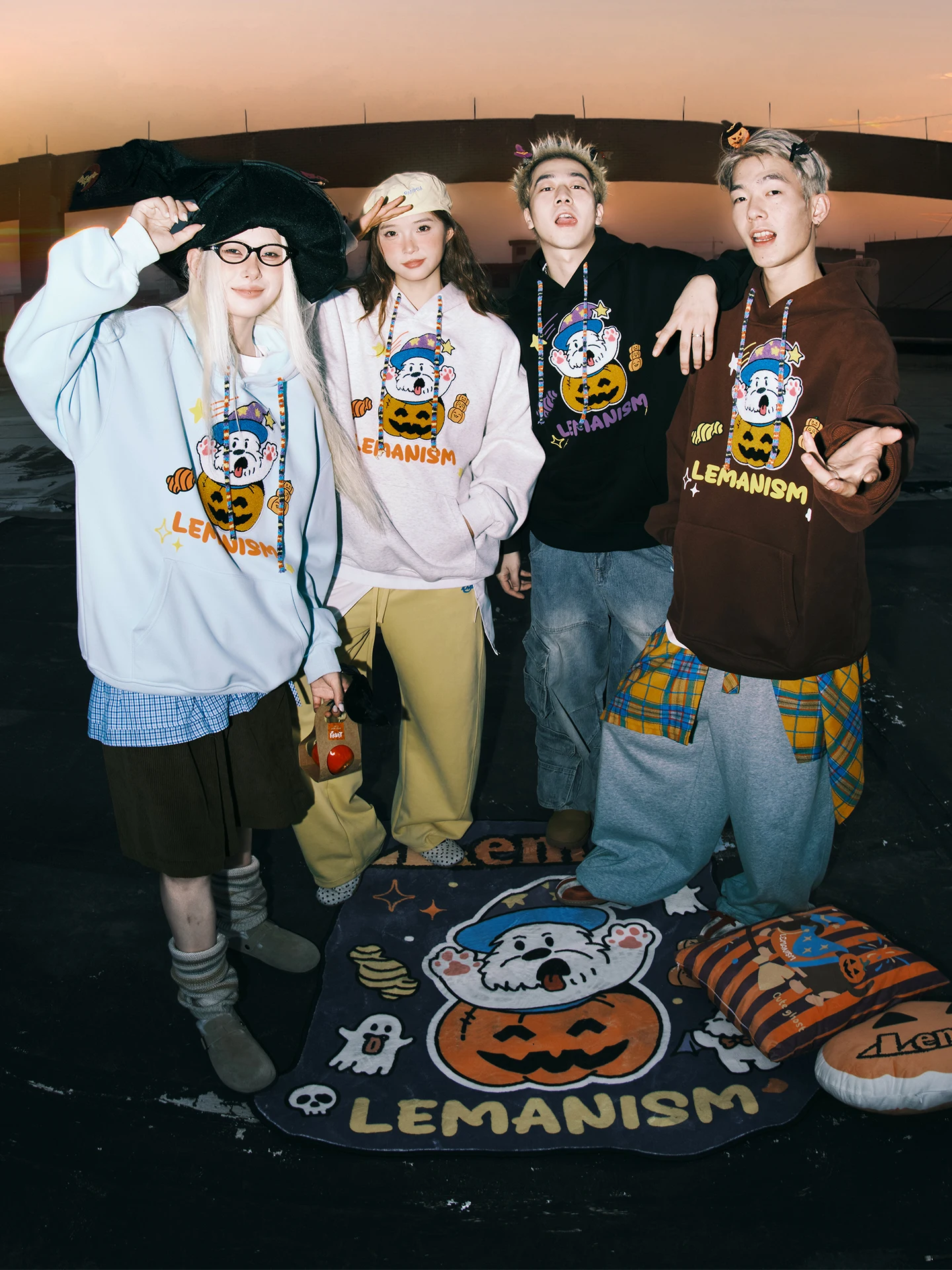 Lemanism loween طبعة محدودة الاتجاه الأمريكي البلوز الرجال زوجين ملابس خارجية فضفاضة تناسب طويلة Sve هوديي الشباب Ca... #2