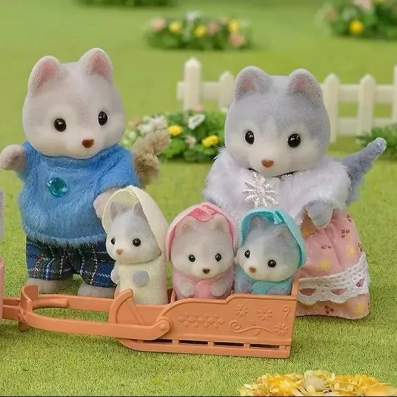 Originale Sylvanian Families Portachiavi Vestiti Sorpresa Mobili Chihuahua Figure Houes Accessori Famiglia Bambola Giocattolo Famiglia Husky