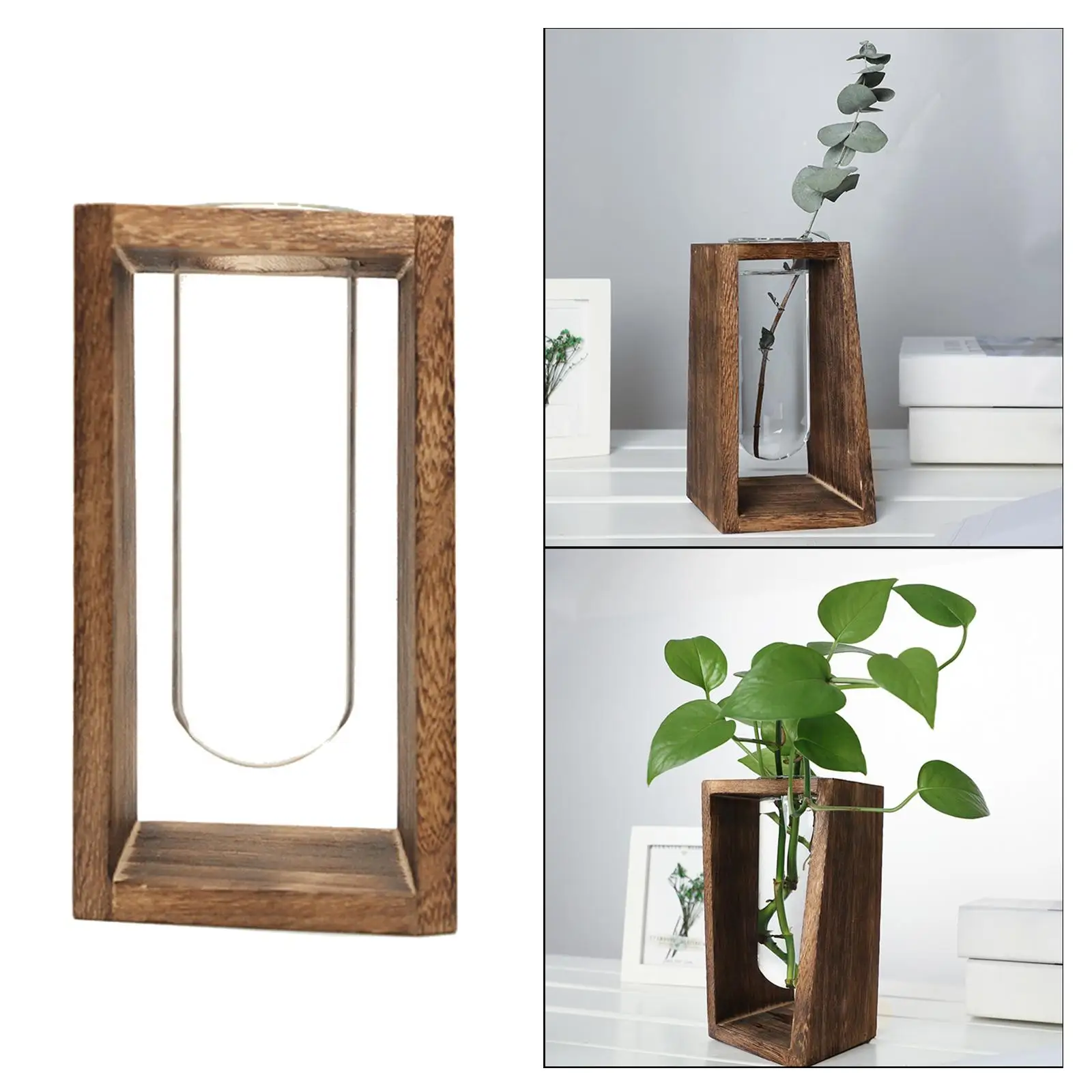 Propagation Glass Planter Terrarium Vase with Wooden Stand for s Plants Home Kitchen Desktop Table Indoor Garden Wedding Decor