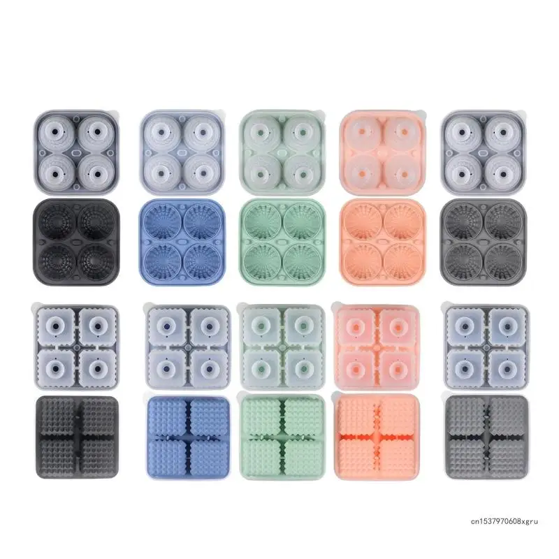 

Silicone Ice Cube Tray Molds 4 Squaresed Round Puddings Molds Chocolate Cake Decorating Making Tool for Bar