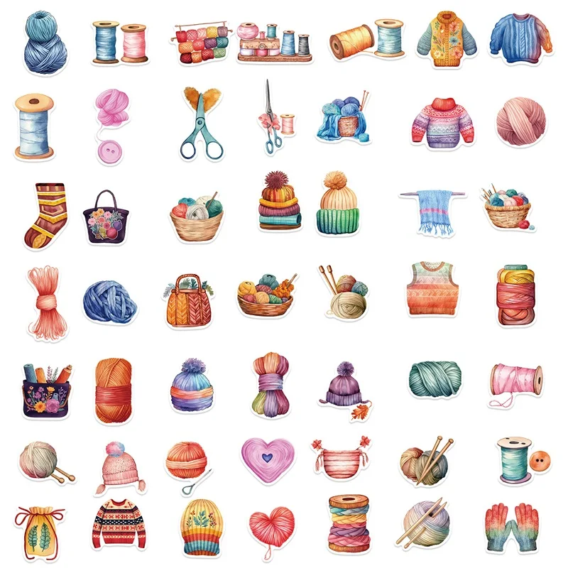 10/30/50PCS Kawaii Colorful Knit PVC Sticker Aesthetic Chidlren's Korean Stationery Decoration Scrapbooking School Supplies