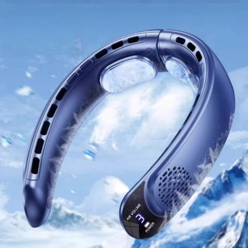 New 4 Core Neck Fan 3 Speed Adjustment Noise Reduction Easy Carry Portable Comfortable USB Turbine Bladeless Strong Wind Cooler