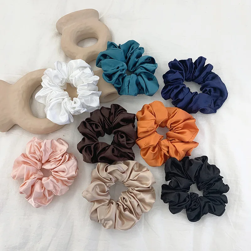 Fashion Silk Organza Solid Color Big Scrunchie Women Girls Elastic Hair Band Ponytail Holder Hair Tie Hair Accessories Wholesale