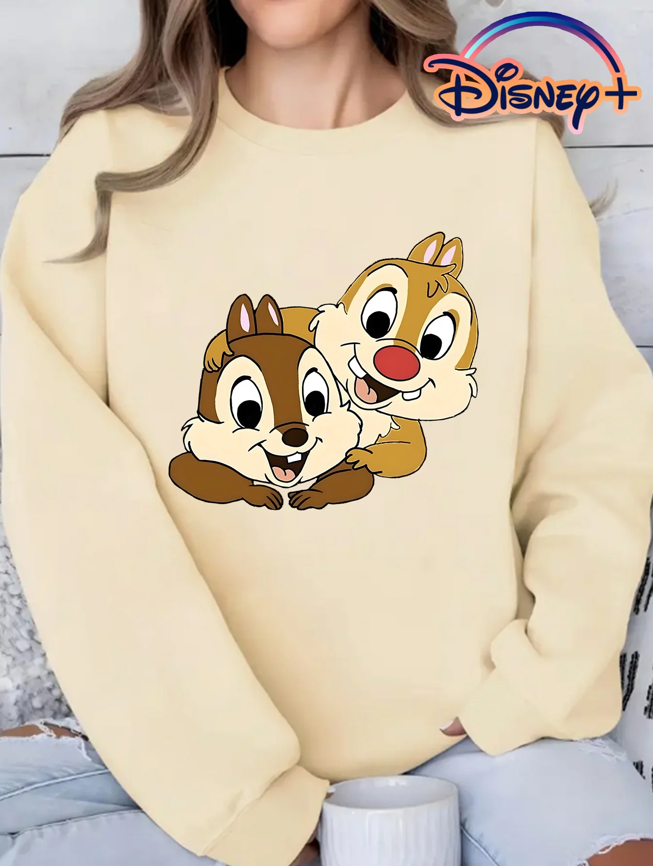 

Женская толстовка Disney с изображением Чипа и Дейла, флисовая толстовка на весну и осень, для повседневного использования на открытом воздухе, на любой случай