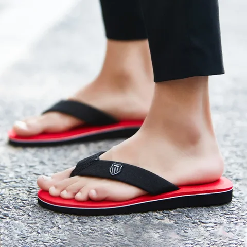 Herr Casual Flip Flops Mode Strandskor Herr Sommar Halkfria Platta Slides Herrtofflor Inomhusskor Herr Herrtofflor 8 best sales glada floppar - №7