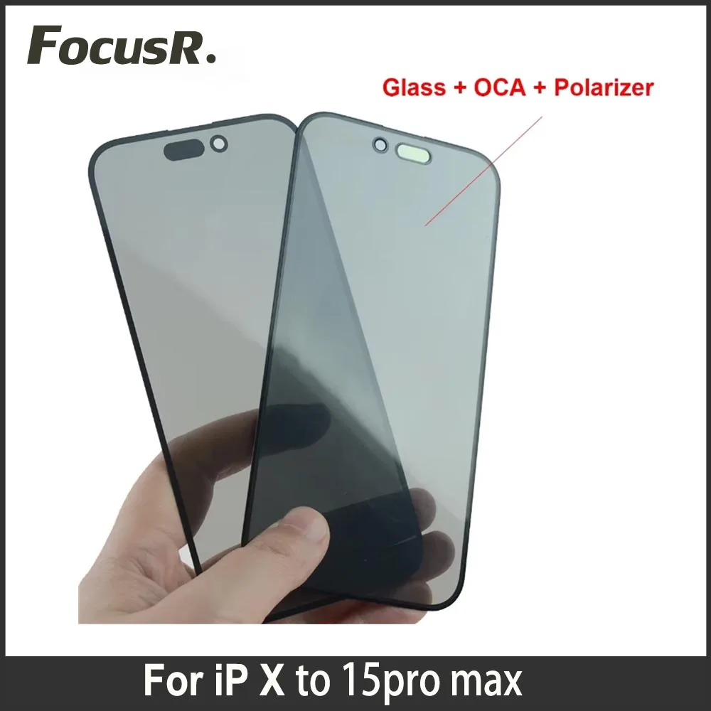 

5pcs 15promax Front Outer Screen Glass OCA Glue Polarizer for iPhone 12 13 14 15 16 Pro max Plus Mobile Repair Parts Replacement