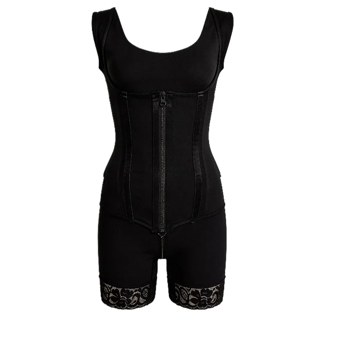 

Послеоперационный корректирующий боди-комбинезон с 9 косточками, высокой компрессией, для послеродового контроля живота, на молнии, с открытым промежем