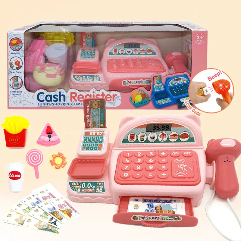 

Simulation Cartoon Supermarket Cash Register Toys Home Appliances Students Children Playing Home Electric Lighting Sound Effects