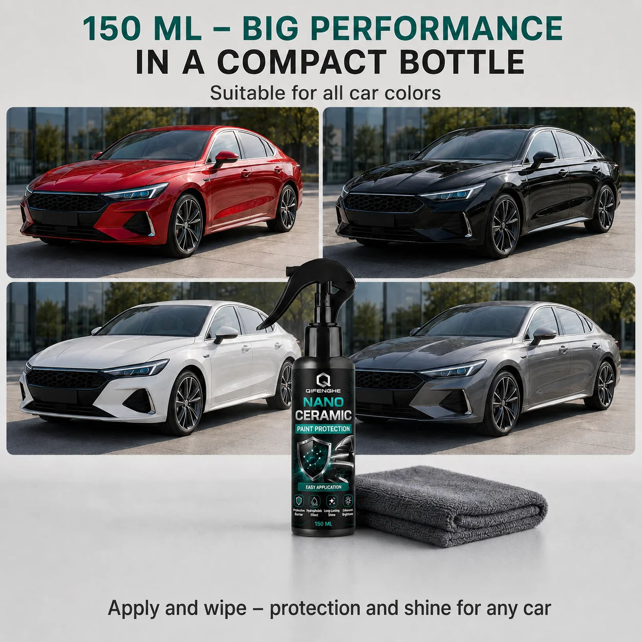 Car Nano Ceramic Coating Spray Easy To Use Long-Lasting Hydrophobic Effect Scratch Resistance Paint Shine Protector 150ml