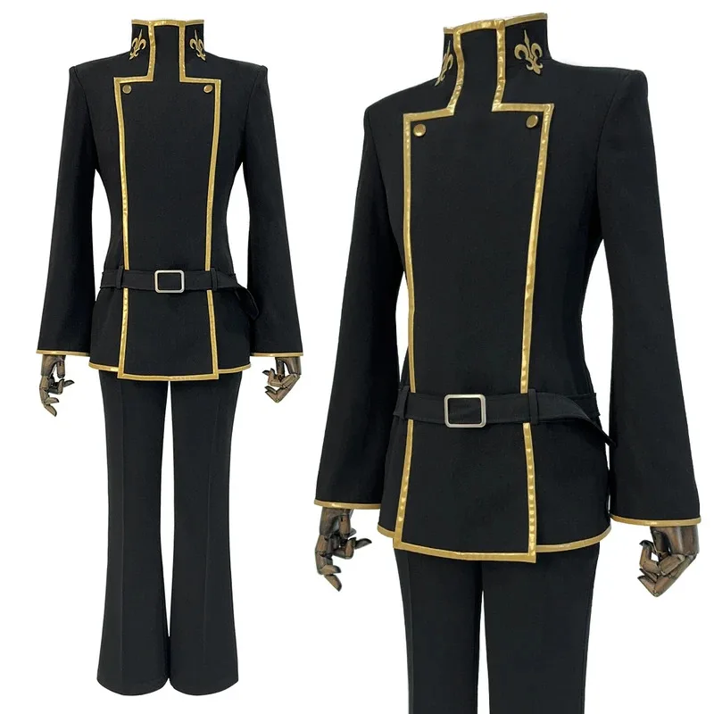 

HOLOUN CODE GEASS Lelouch of the Rebellion Anime Lelouch Lamperouge Cosplay Costume Black Jacket Pants Belt Halloween Christmas
