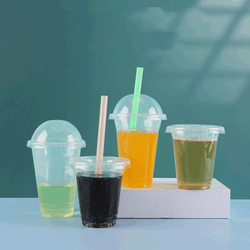 30pcs 360/460ml Disposable Transparent Plastic Cups Milk Tea Juice Cold Drink Smoothie Beverage Cups With Lids For Takeaway