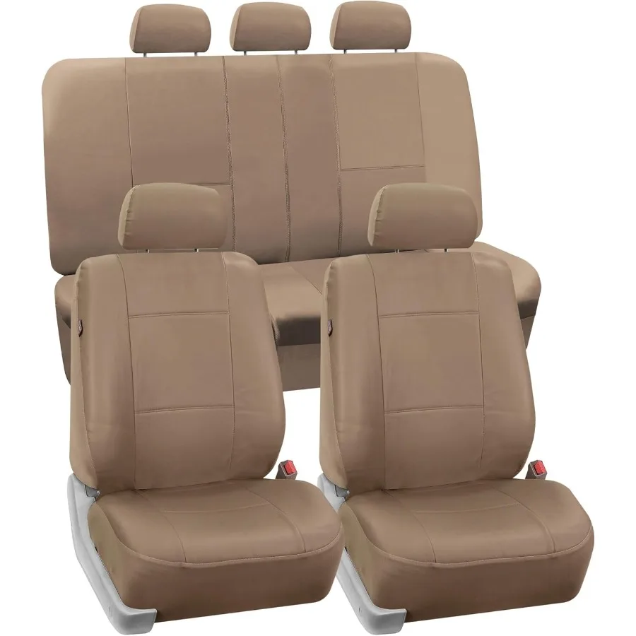 

Car Seat Covers Full Set Faux Leather Universal Fit Automotive Seat Covers for SUV and Sedan Low Back Front Seat Covers with Ai