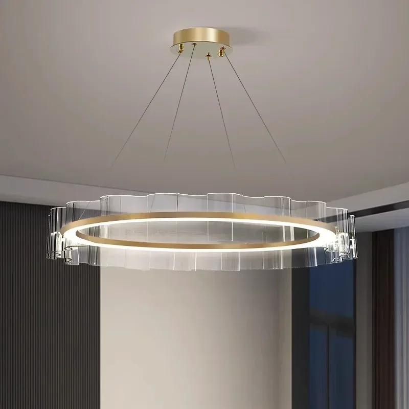 Moderne Nordic Salon Kronleuchter Aluminium Rund Acryl Led Lampe Wohnzimmer Esszimmer für Schlafzimmer Dekoration Anhänger Licht