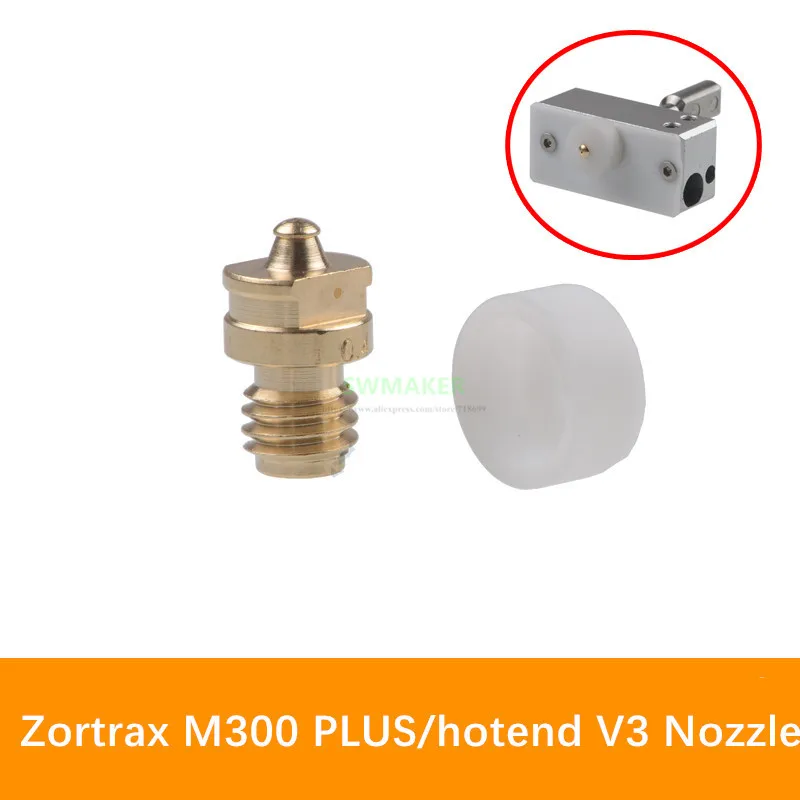 

2pcs Zortrax M300 PLUS Hotend V3 Replacement Brass Nozzle W/ Insulation Sock 3D Printer