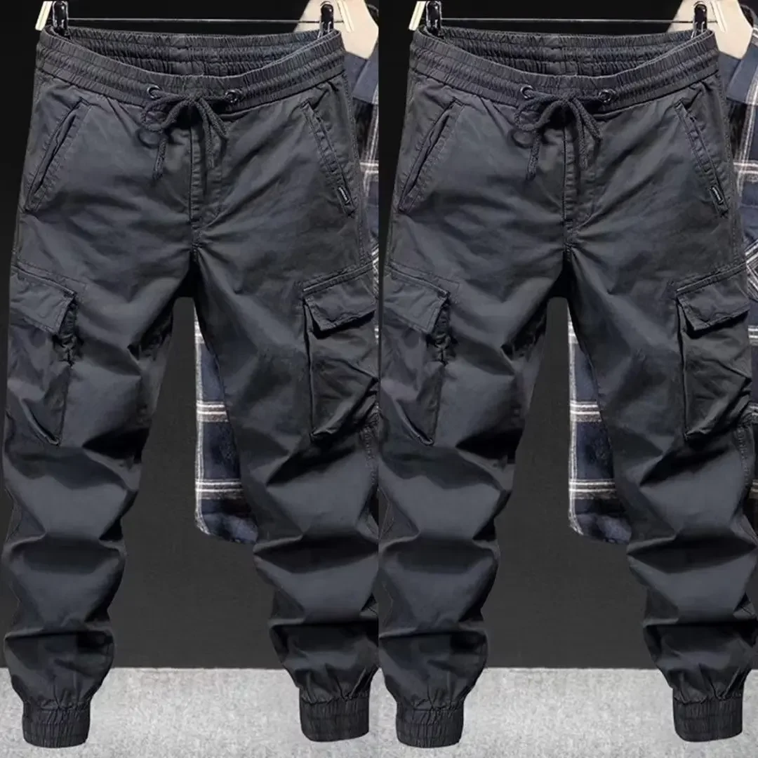 Fashionable Casual Pants Men's Loose-fit Youth Style Cargo Pants Solid Color Cropped Trendy Branded Footwear For Spring Autumn