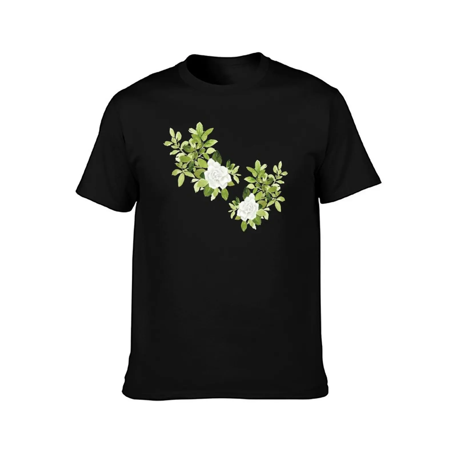 Gardenia cape jasmine floral flower watercolor T-Shirt Summer Casual Cotton Tee Oversized Streetwear Tops Unisex Men Women