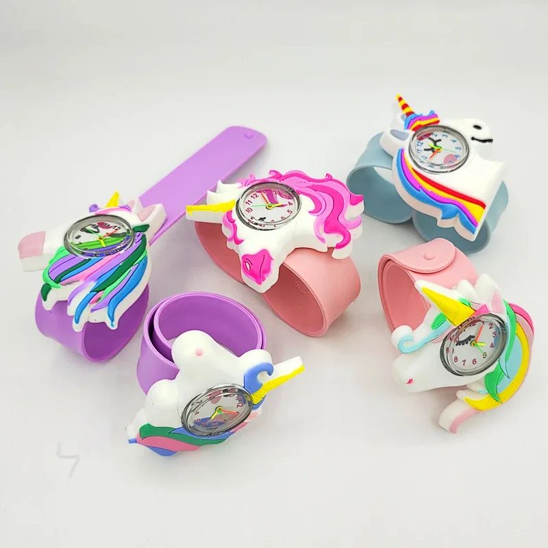 Reloj Digital de unicornio 5D para niños, regalo de cumpleaños, hora de estudio, juguete, pulsera Slap, gran oferta, 2024