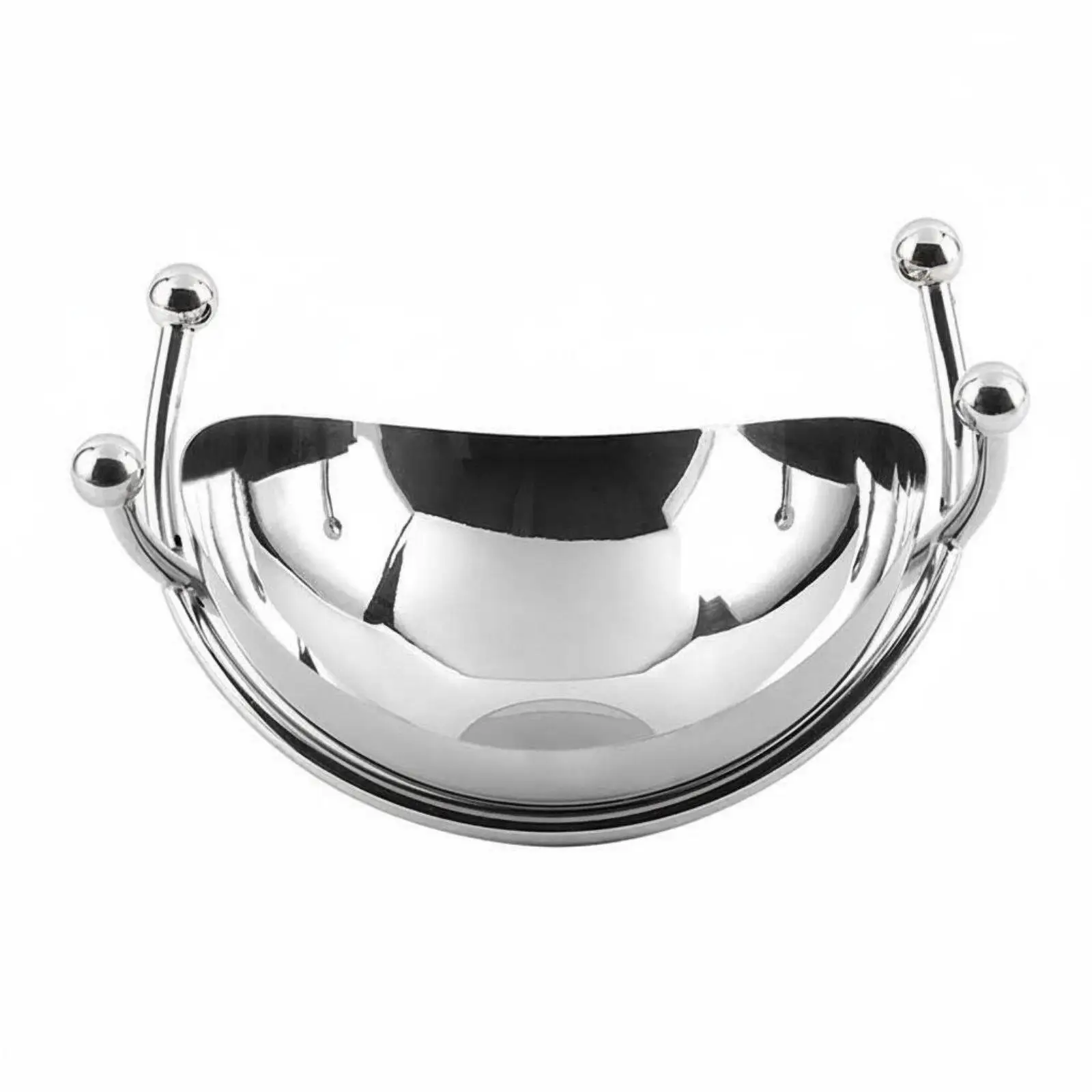 Stainless Steel Fruit Bowl Polished Finish Shiny Snack Tray Stable Base Sweet Treats Dish for Coffee Table, Living Room, Office