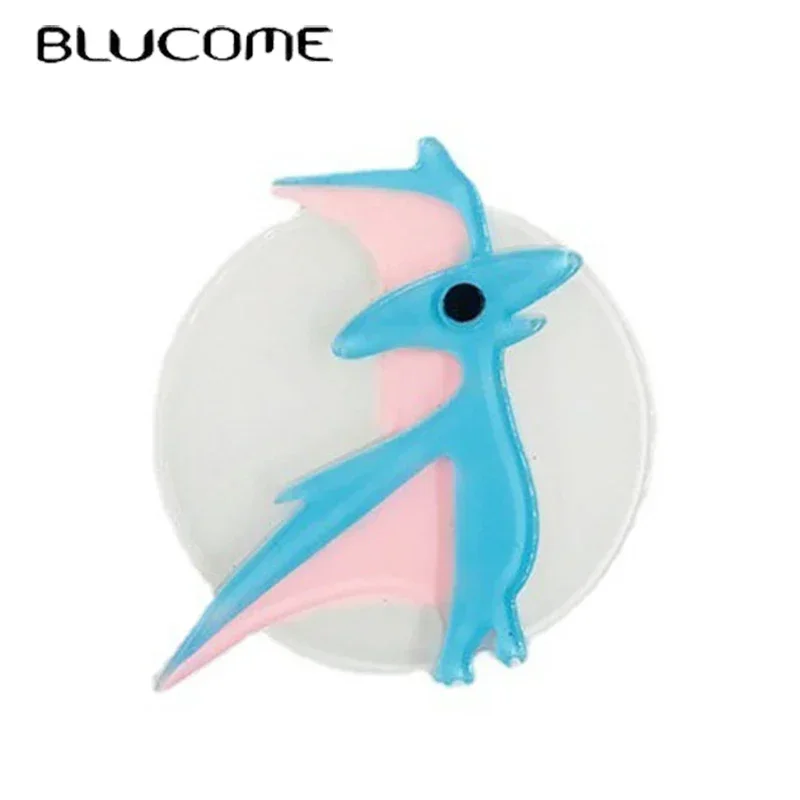 Blucome Cartoon Dinosaur Brooch Acrylic Creative Pterosaur Plesiosaur Brooch for Bag Suit New Year Gift