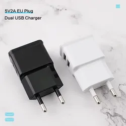 Universal Phone Adapter Charger 5V 2A Dual USB Fast Chargers for iPhone 14 15 16 Xiaomi Huawei Travel Charging Adaptor EU Plug