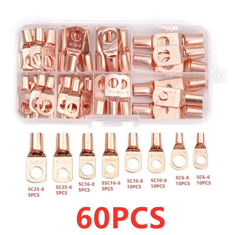 60PCS SC Type Wire Nose Terminal + 1pc HX-50B Crimper Plier Tinned Copper Lug Crimp Terminals Cable Connectors - view 3