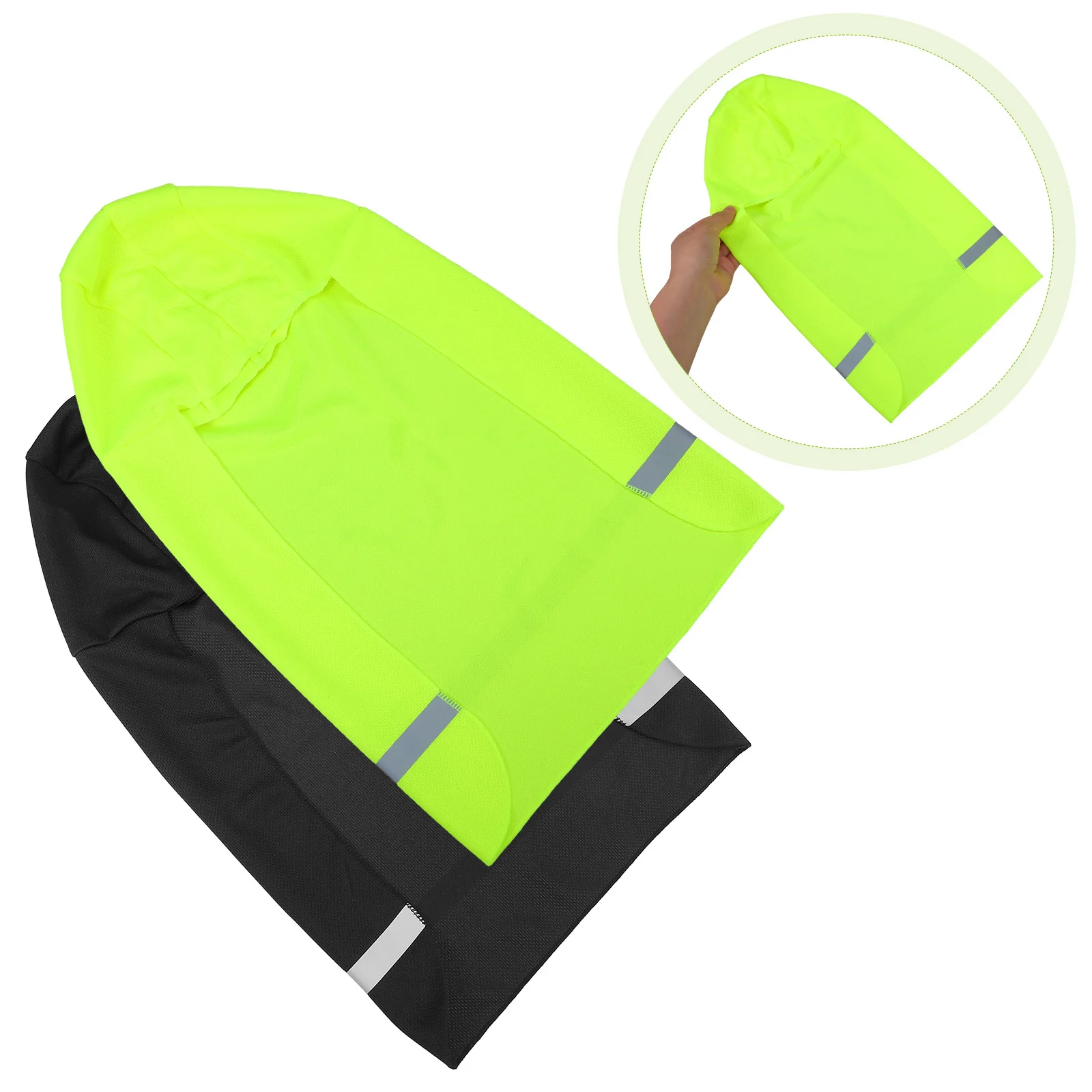 

2Pcs Cycling Cap Reflective Stripe Neck Cover Long Tail Cooling Breathable Sun Shade High Visibility Safety Hat Outdoor Running