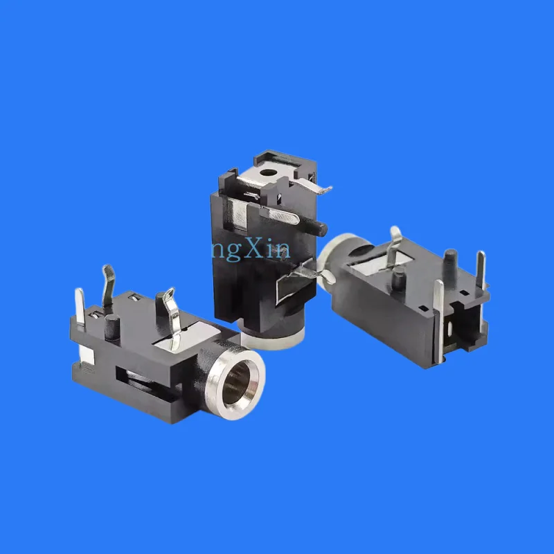 100pcs/ 3.5mm headphone socket socket PJ-319 dual-channel/mono audio switch 3 feet with pillar copper head