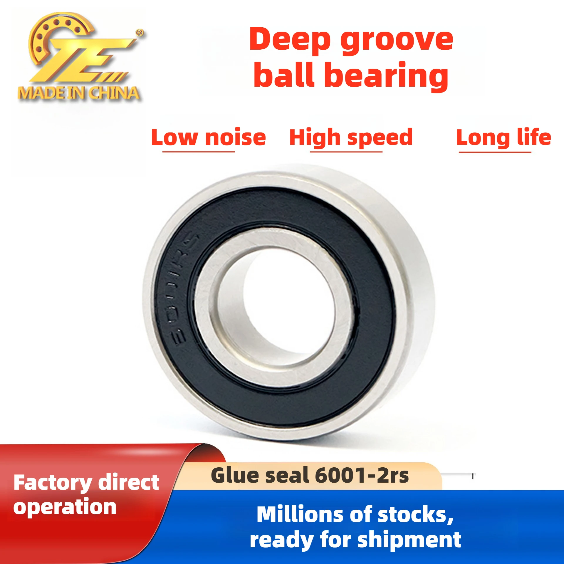 factory direct supply deep groove ball bearing rubber seal 6001-2RS size 12 * 28 * 8mm motor agricultural machinery bearing