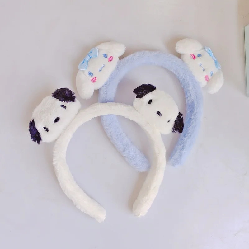 Kawaii Sanrio Accessories Hello Kitty Makeup Wash Hair Ring Kuromi Cinnamoroll My Melody Hair Band Headband Girl Birthday Gift