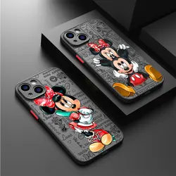 Disney Mickey Minnie Mouse Case for Apple iPhone 7 8 Plus XS Max 15ProMax 12 XR 13 Mini 11 Pro SE 14 Pro Luxury  Matte Cover