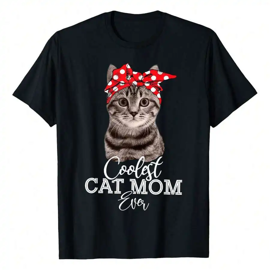 Women's Plus Size Casual Cat Mom T-Shirt, Crew Neck Short Sleeve Tee With 