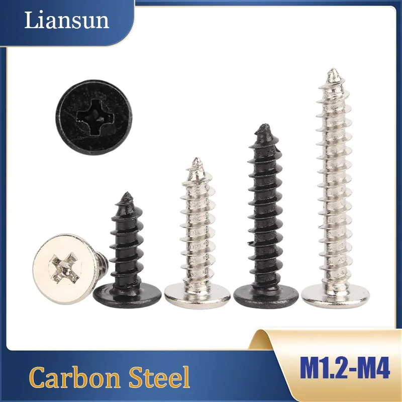 

50-200pcs Phillips Low Flat Wafer Head Self Tapping Screw M1.2~M2 M2.3 M2.6 M3 M3.5 M4 Steel Ultra Thin Self-Tapping Wood Screw