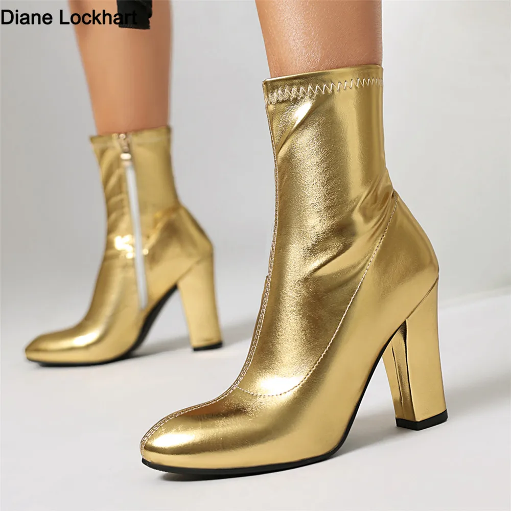 

Модные весенне-осенние дизайнерские ботильоны, женские удобные короткие ботильоны на квадратном низком каблуке с молнией, вечерние танцевальные туфли