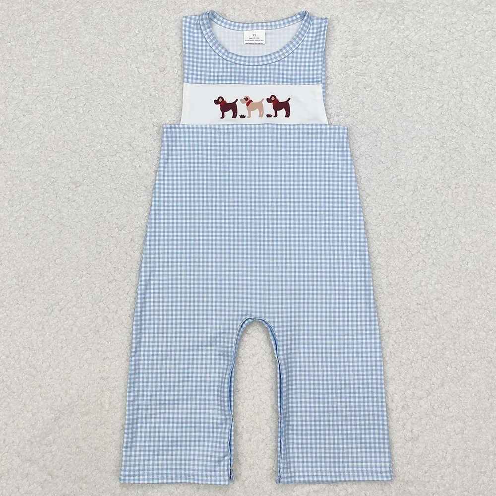 Hot Sale Baby Infant Baby Boys Rompers Three Dogs Straps Short Sleeve Rompers Boutique Toddler Boys Rompers Bodysuits One-Piece