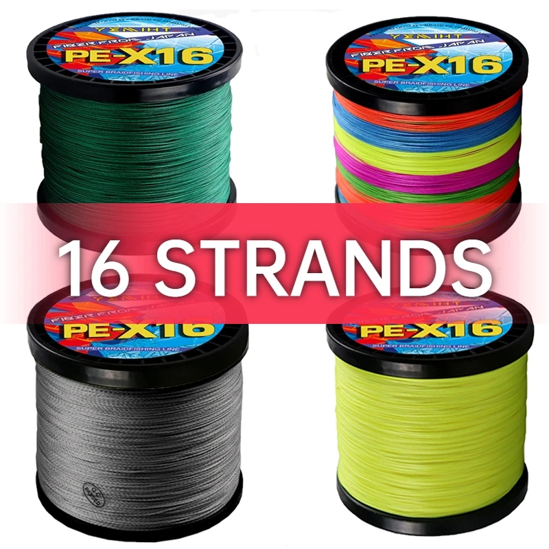 X16 Braided Multifilament Fishing Line 100M Lure Wire for Carp Fly Fishing Accessories 25/32/40/55/68/80/100/125/140/161/200LB