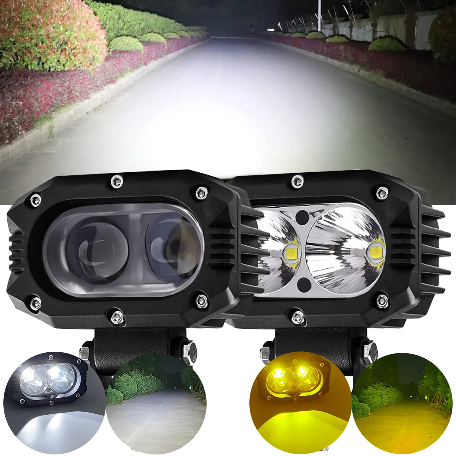 4 Inch LED Pods Light Spot Flood Beam 9V-30V Waterproof Led Work Fog Driving Lights Bar for ATV UTV SUV Off Road 4x4 Boat Truck